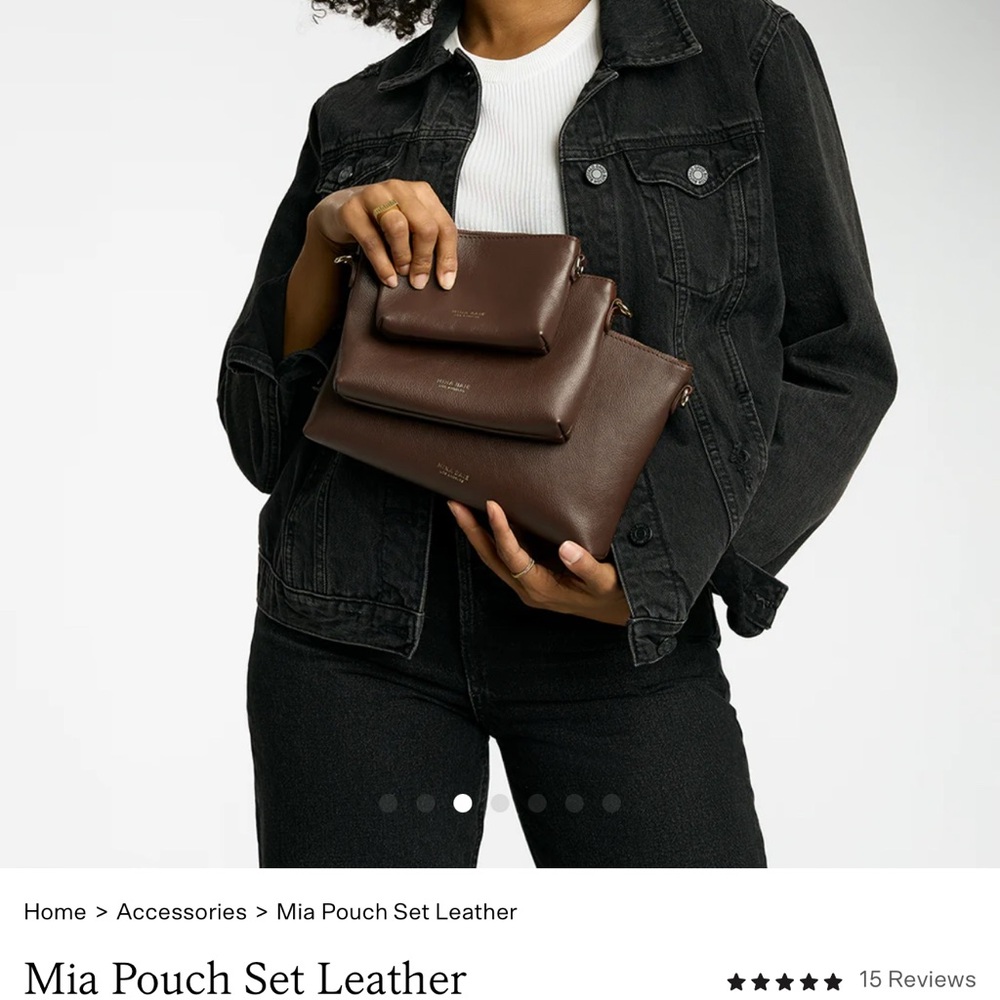 Mina Baie Mia Leather Pouch Set in Coco